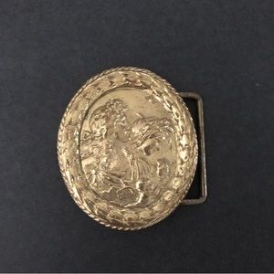 Vintage Art Nouveau Design Roman Goddess Cherubic Putti Brass Belt Buckle